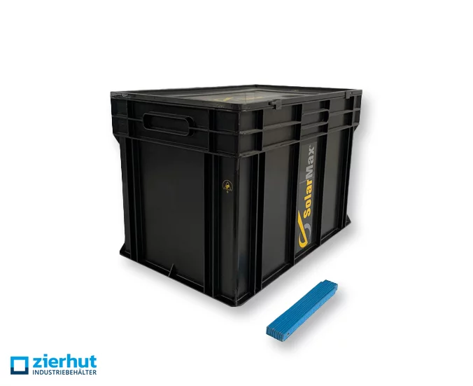 ESD-Euronormbehälter WEZ, Blackline ESD PPL mit Scharnierdeckel 600x400x412