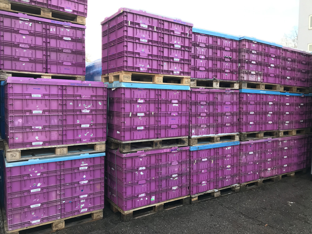 L-KLT 8210Kunststoffbehälter, BMW, violett, 800x600x213 mm, gebraucht, kaufen