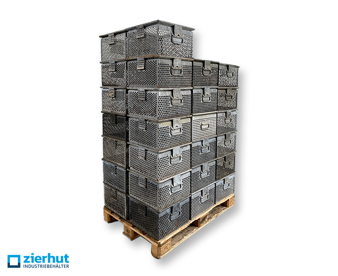 38x Stackel transport box geponst-lagerdoos, verzinkt staal