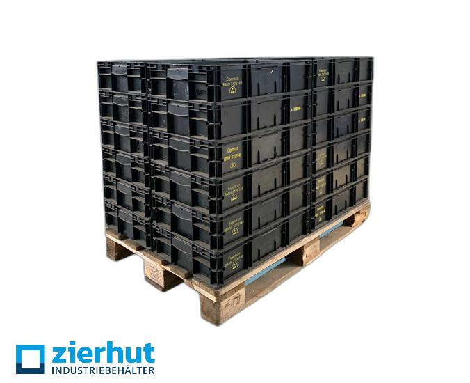 Posten: 24x ESD L-KLT 6148 KLT-Behälter, 600x400x147,5 mm, schwarz, gebraucht