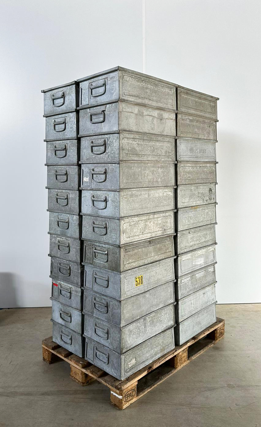 44x Stackel transportboxmetalen stapelkasten, verzinkt