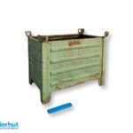 Stahlbehälter 800x600x675 mm-grün-lackiert-gebraucht-1