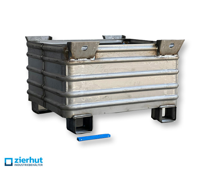 Stahlbehälter SB-186-600 massiv mit Gabeltaschen und Wasserablauflöcher 1000x800x600