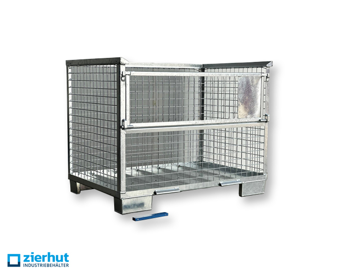 Waschgitterbehälter Waschbox verzinkt Maschengröße: 50x50 mm Waschgitterbox mit gelochtem Stahlboden 1200x800x970