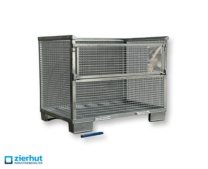 Waschgitterbehälter Waschbox verzinkt Maschengröße: 25x25 mm Waschgitterbox mit gelochtem Stahlboden 1200x800x970