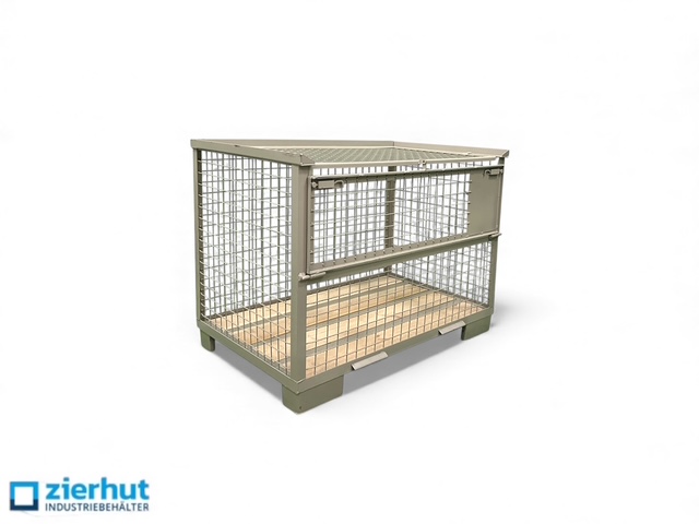 Gitterbox mit Deckel lackiert Gitterboxpalette 1200x800x970