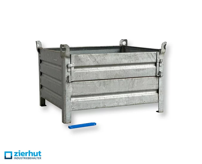 Stahlbehälter SB-186-600 mit Klappe verzinkt Blechbehälter mit Kranösen 1000x800x600 mm