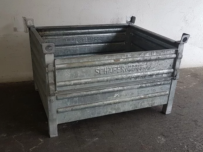 Stahlbehälter SB-186-600 mit Klappe verzinkt Blechbehälter mit Kranösen 1000x800x600 mm